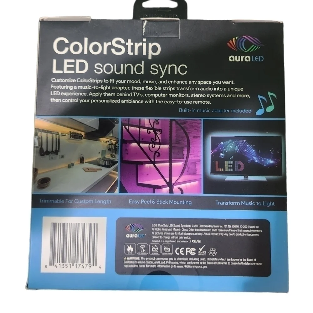 Aura Plug-in 6.5 Ft. LED Strip Light With Sound Sync LED Sound Sync